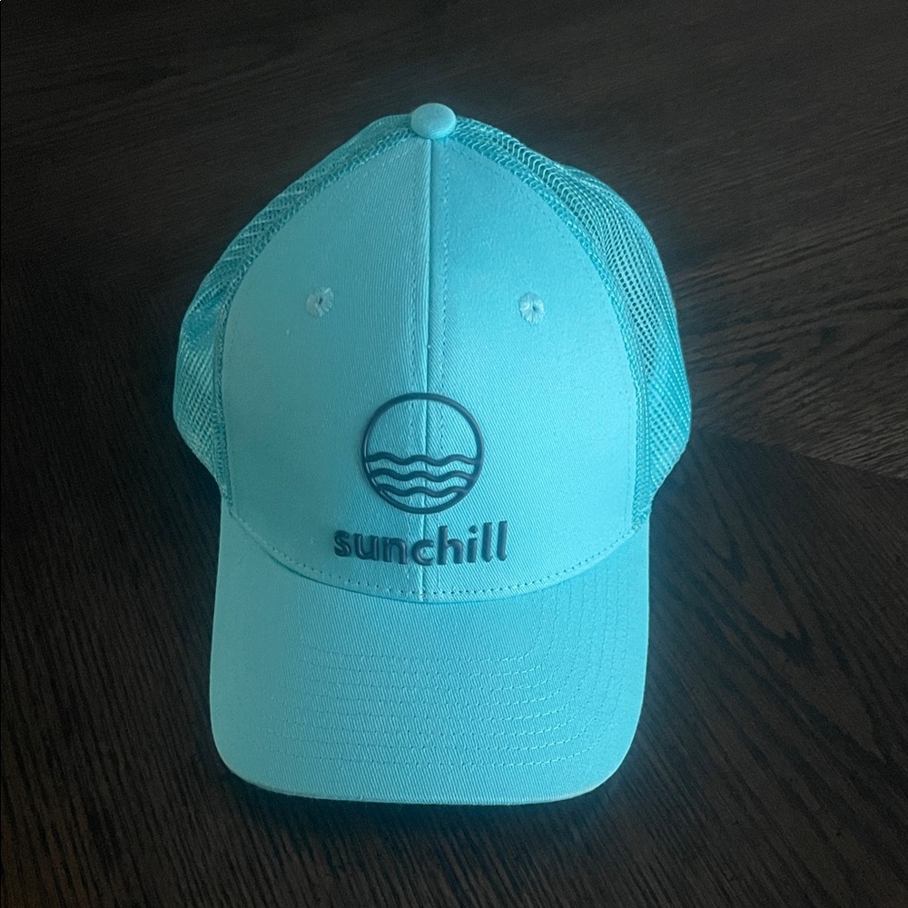 Sunchill Snapback Trucker Hat Blue One Size Mesh Back Embroidered